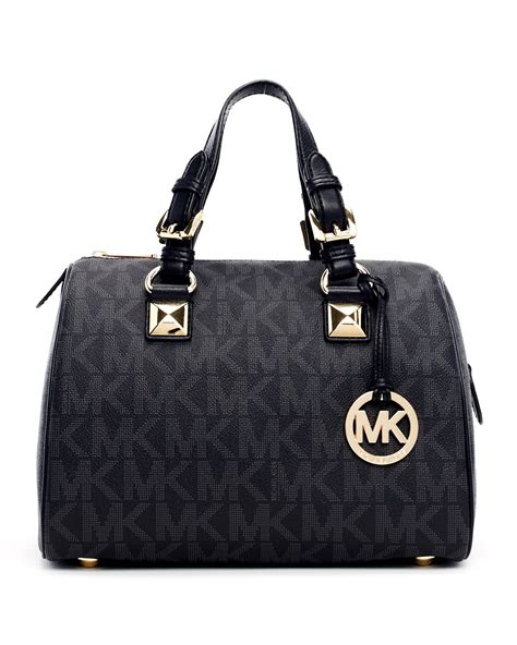 michael kors grayson black logo satchel purse bag|Michael Kors handbags small gray.